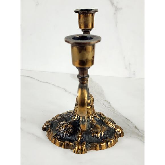 Johnson Bronze Co Ornate Candle Holder Candelabra 50s Newcastle PA Bronze 7 1/2" - Picture 9 of 16